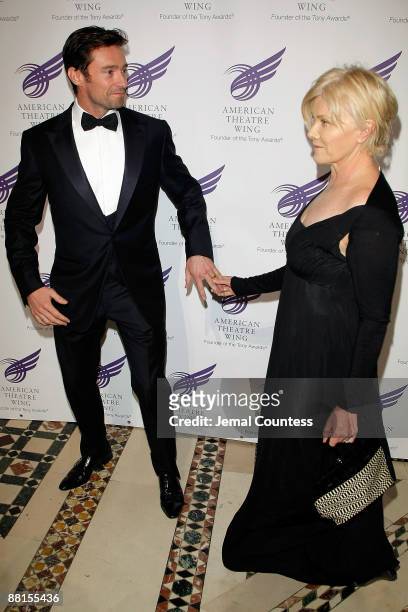 Actor Hugh Jackman and Deborra-Lee Furness attend the American Theatre Wing's 2009 Spring Gala at Cipriani 42nd Street on June 1, 2009 in New York...