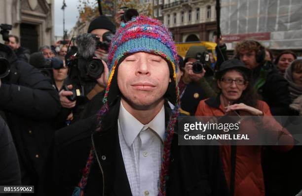 Lauri Love, an alleged computer hacker arrives at the High court in central London to challenge his extradition to the US on November 29, 2017. -...