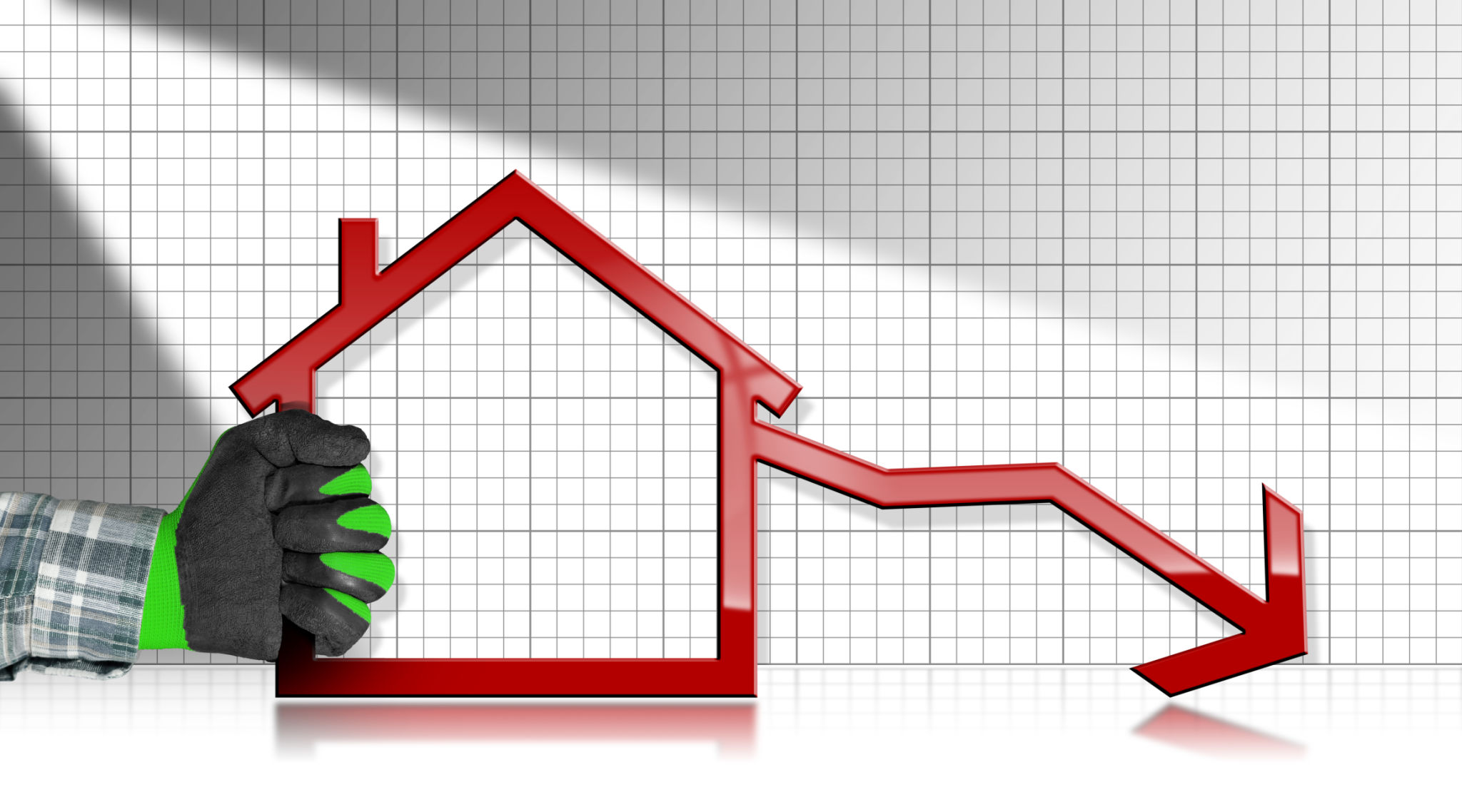 Decreasing Real Estate Sales - Graph with House Decreasing Real Estate Sales - Graph with House