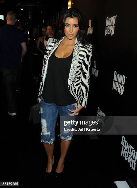 Socialit Kim Kardashian arrives at the launch of "DJ Hero" hosted by ActiVision held at The Wiltern on June 1, 2009 in Los Angeles, California.