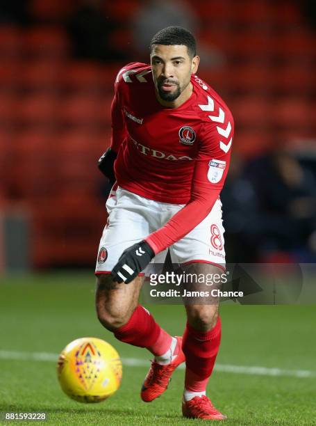 Leon Best of Charlton Athletic watches the ball during the Sky Bet League One match between Charlton Athletic and Peterborough United at The Valley...