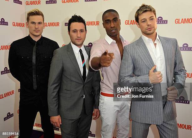 Former boyband Blue Lee Ryan, Antony Costa, Simon Webbe and Duncan James as they attend the Glamour Women of the Year Awards 2009 at Berkeley Square...