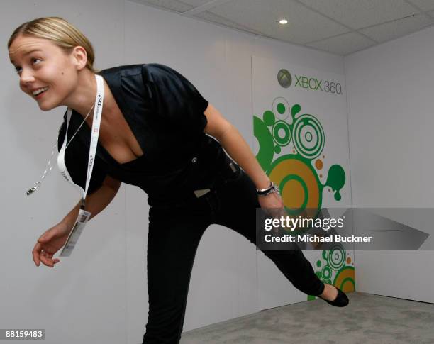 Actress Abbie Cornish plays Project Natal at the XBox Booth at E3 Expo at Los Angeles Convention Center on June 2, 2009 in Los Angeles, California.