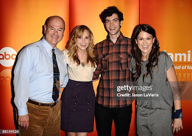 Actors Larry Miller, Meaghan Jette Martin, Ethan Peck and Lindsey Shaw attend the DATG summer press junket at ABC's Riverside Building on May 30,...