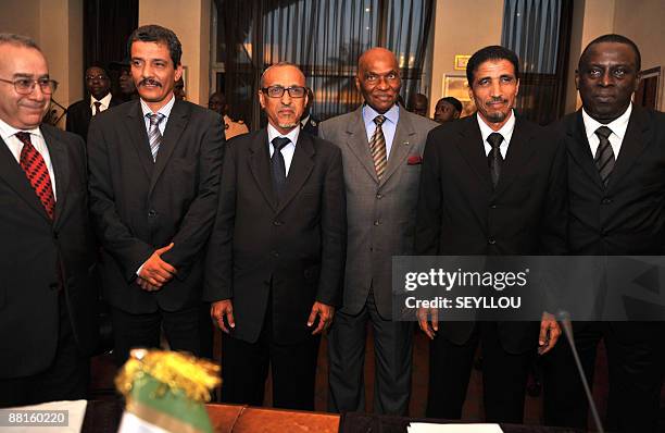 Peace and Security Commissioner Ramtane Lamamra , Sidi Ahmed ould Rais of UPR , Abdou rahmane Old Moine of RFD , Senegalese President Abdoulaye Wade...