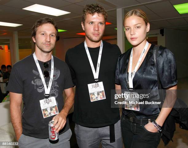 Actor Breckin Meyer, actor Ryan Phillippe and actress Abbie Cornish visit the XBox Booth at E3 Expo at Los Angeles Convention Center on June 2, 2009...