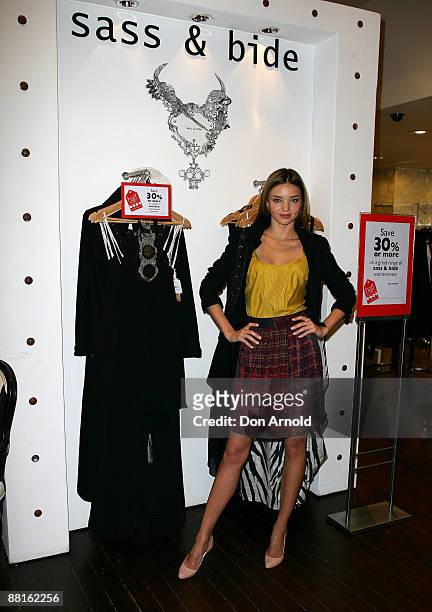 Model Miranda Kerr poses during the official launch of the David Jones Half Yearly Clearance at the David Jones Elizabeth Street Store on June 3,...