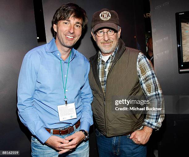 Don A. Mattrick, Senior Vice President, Interactive Entertainment Business, Entertainment and Devices Division and director Steven Spielberg visit...