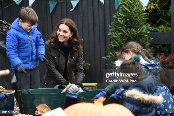 Catherine, Duchess of Cambridge visits the Robin Hood Primary School to celebrate ten years of The Royal Horticultural Society campaign for school...