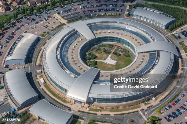 Aerial photograph of the Government Communications Headquarters, also known as GCHQ, Cheltenham Gloucestershire.