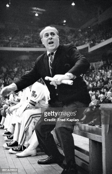 Finals: Boston Celtics head coach Red Auerbach during game vs Los Angeles Lakers. Game 5. Boston, MA 4/24/1966 CREDIT: Fred Kaplan