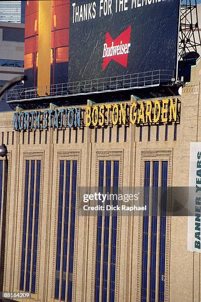 General view of the exterior of the Boston Garden during a game played in 1995 at the Boston Garden in Boston, Massachusetts. NOTE TO USER: User...