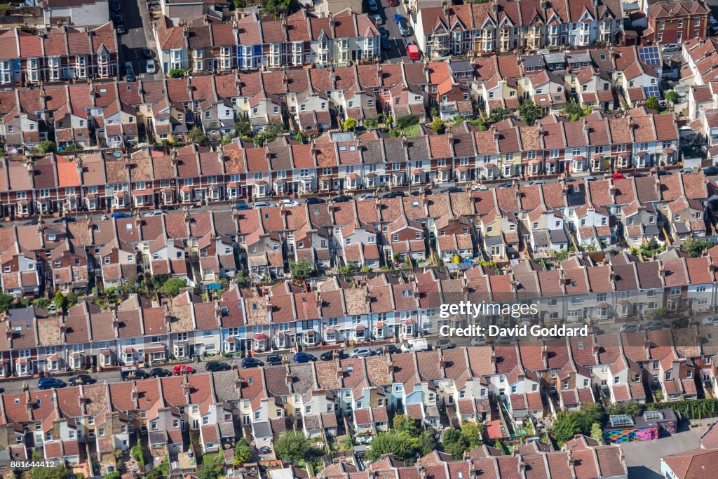 Aerial photograph of Terraced housing, Southville, Bristol