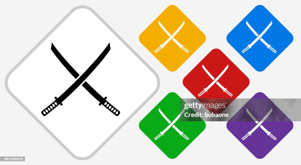 Katana Swords Color Diamond Vector Icon