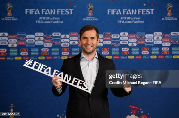 Alexander Kerzhakov poses ahead of the announcement of the new 2018 FIFA Fan Fest Ambassadors for the 2018 FIFA World Cup at the media center on...