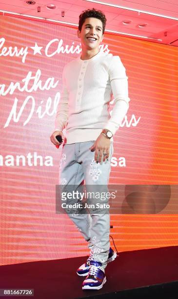 Austin Mahone performs in-store live during the Samantha Thavasa Christmas event on November 29, 2017 in Tokyo, Japan.
