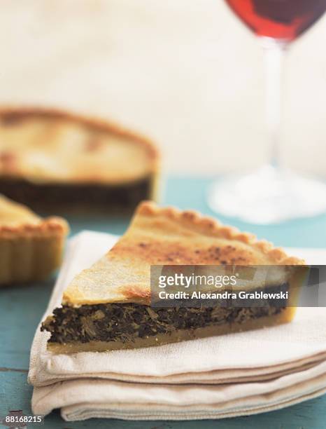spinach and cheese tart - spinach pie stock pictures, royalty-free photos & images