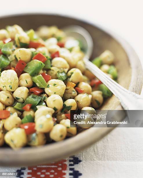 chickpea salad - chick pea salad stock pictures, royalty-free photos & images