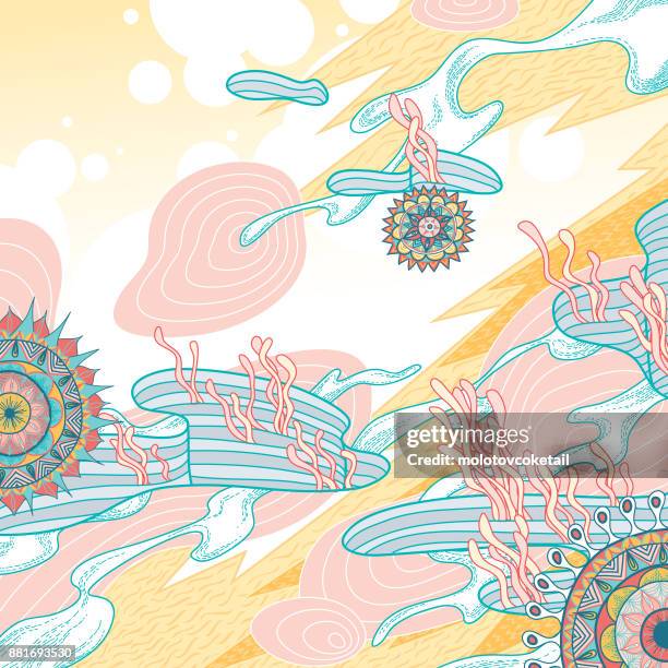 abstract summer nature pattern - asian crazy stock illustrations