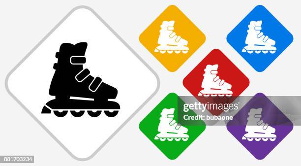 roller skates color diamond vector icon - roller skating stock illustrations