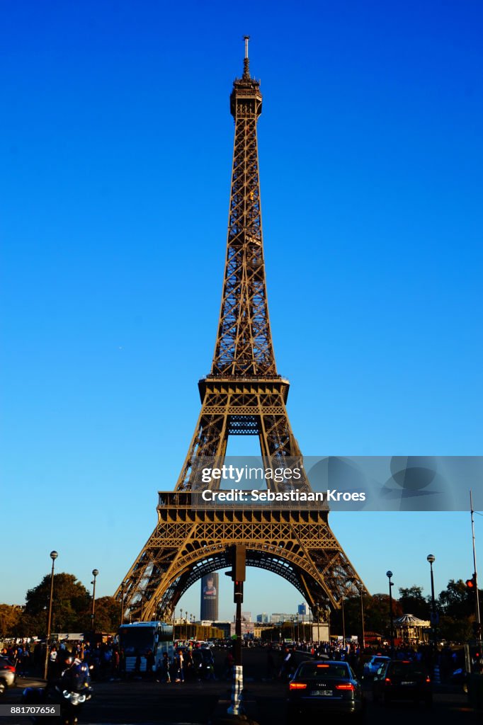 Eiffel Tower and Tour Montparnasse, Sunshine, Paris, France