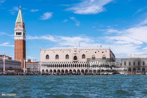 view of doge´s palace, campanile and bridge of sighs at venice, italy. - doge's palace venice stock pictures, royalty-free photos & images