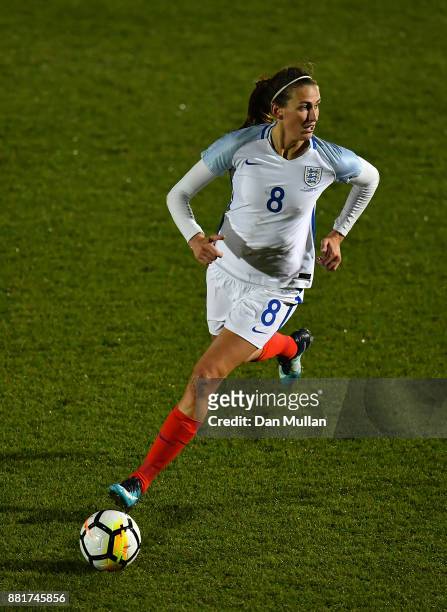 Jill Scott of England controls the ball during the FIFA Women's World Cup Qualifier between England and Kazakhstan at Weston Homes Community Stadium...