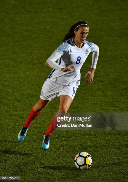 Jill Scott of England controls the ball during the FIFA Women's World Cup Qualifier between England and Kazakhstan at Weston Homes Community Stadium...