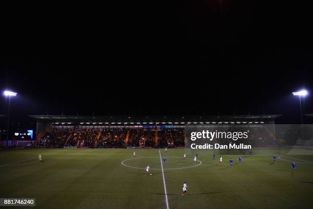 General view of play during the FIFA Women's World Cup Qualifier between England and Kazakhstan at Weston Homes Community Stadium on November 28,...