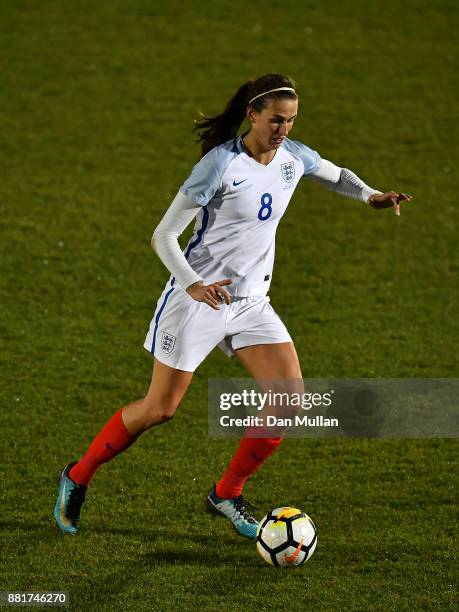 Jill Scott of England controls the ball during the FIFA Women's World Cup Qualifier between England and Kazakhstan at Weston Homes Community Stadium...