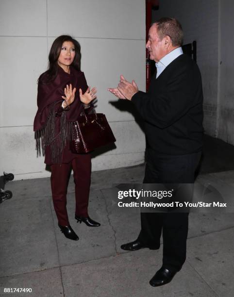 Julie Chen and Al Michaels are seen on November 28, 2017 in Los Angeles, CA.