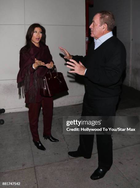 Julie Chen and Al Michaels are seen on November 28, 2017 in Los Angeles, CA.
