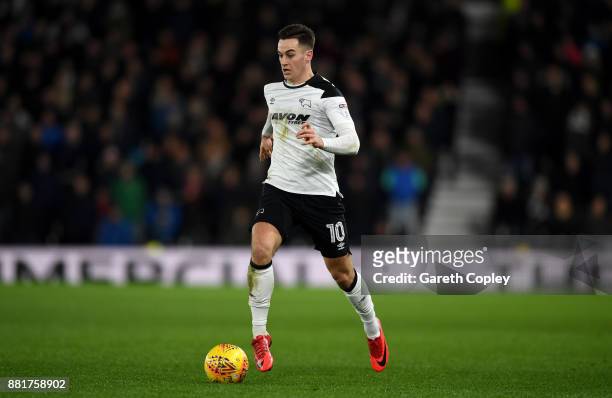 Tom Lawrence of Derby during the Sky Bet Championship match between Derby County and Ipswich Town at iPro Stadium on November 28, 2017 in Derby,...