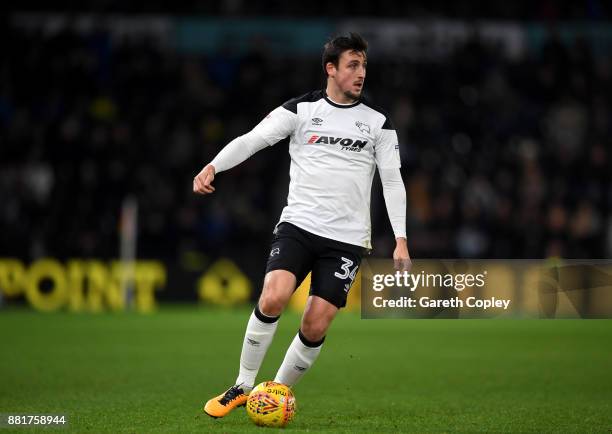 George Thorne of Derby during the Sky Bet Championship match between Derby County and Ipswich Town at iPro Stadium on November 28, 2017 in Derby,...