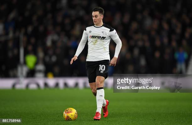 Tom Lawrence of Derby during the Sky Bet Championship match between Derby County and Ipswich Town at iPro Stadium on November 28, 2017 in Derby,...