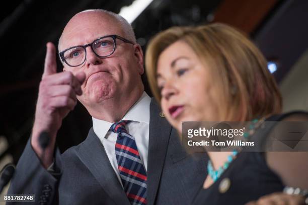 House Democratic Caucus Chairman Joe Crowley, D-N.Y., and Vice Chair Linda Sanchez, D-Calif., conduct a news conference in the Capitol Visitor Center...