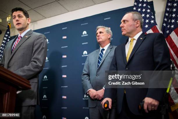 House Speaker Paul Ryan speaks during a press conference on Capitol Hill, November 29, 2017 in Washington, DC.