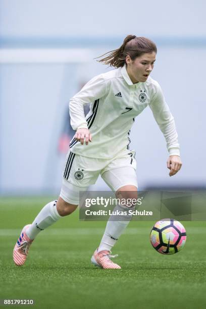 Pauline Berning of Germany in action during the U17 Girls friendly match between Finland and Germany at the Eerikkila Sport & Outdoor Resort on...