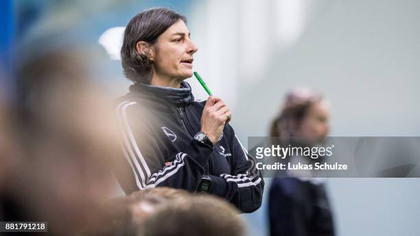 Head Coach Anouschka Bernhard of Germany is seen during the U17 Girls friendly match between Finland and Germany at the Eerikkila Sport & Outdoor...