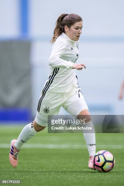 Pauline Berning of Germany in action during the U17 Girls friendly match between Finland and Germany at the Eerikkila Sport & Outdoor Resort on...
