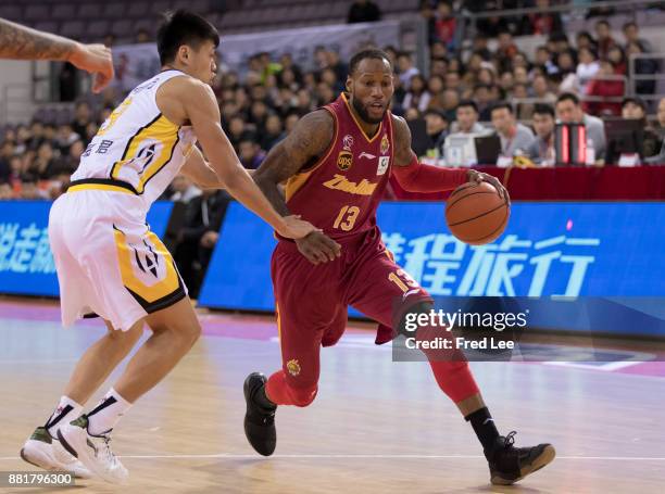 Sonny Weems ££13 of ZJJN in action during the 2017/2018 CBA League match between Beijing Beikong Fly Dragons and ZJJN at Beijing Olympic Sports...