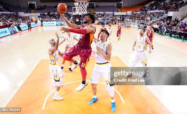 Jarnell Stokes ££12 of ZJJN in action during the 2017/2018 CBA League match between Beijing Beikong Fly Dragons and ZJJN at Beijing Olympic Sports...