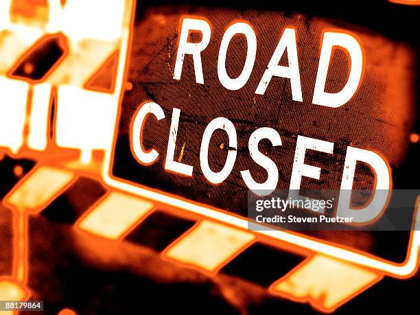 road closed sign - road closed stock pictures, royalty-free photos & images