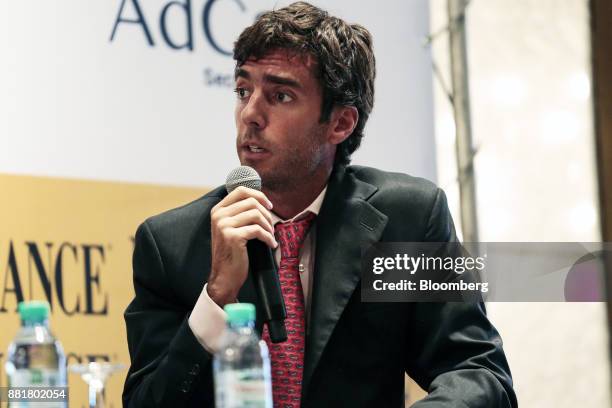 Federico Tomasevich, president of Puente Hnos Sociedad de Bolsa SA, speaks during the Argentina Sub-Sovereign and Infrastructure Finance Summit in...