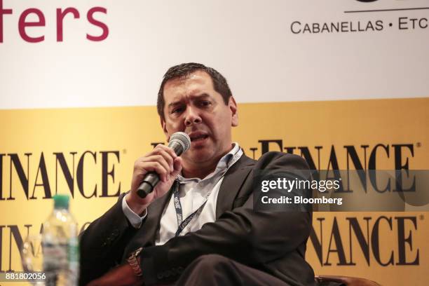 Cristian Ocampo, Province of Chaco's finance minister, speaks during the Argentina Sub-Sovereign and Infrastructure Finance Summit in Buenos Aires,...