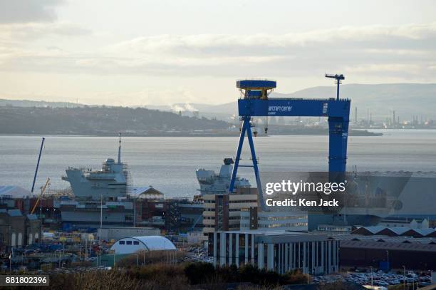 Rosyth Dockyard, with the aircraft carrier HMS Prince of Wales still under construction , after the announcement that 250 jobs are to be cut as the...