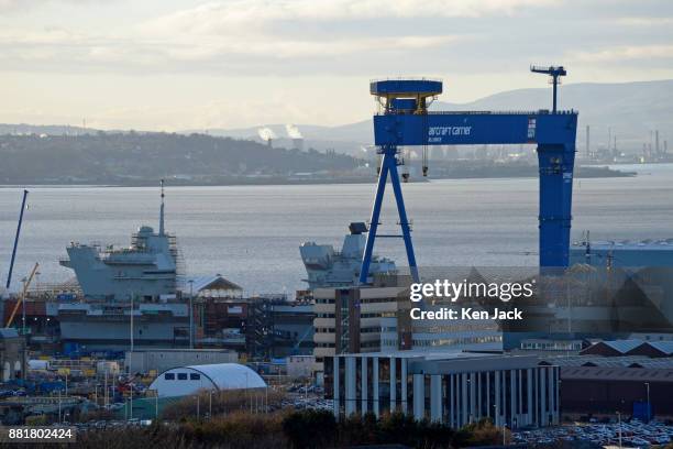 Rosyth Dockyard, with the aircraft carrier HMS Prince of Wales still under construction , after the announcement that 250 jobs are to be cut as the...