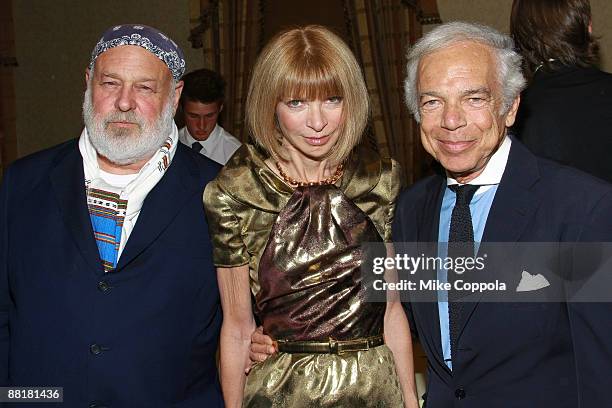Photographer Bruce Weber, editor-in-chief of American Vogue Anna Wintour and fashion designer Ralph Lauren attend the Gordon Parks Foundation's...