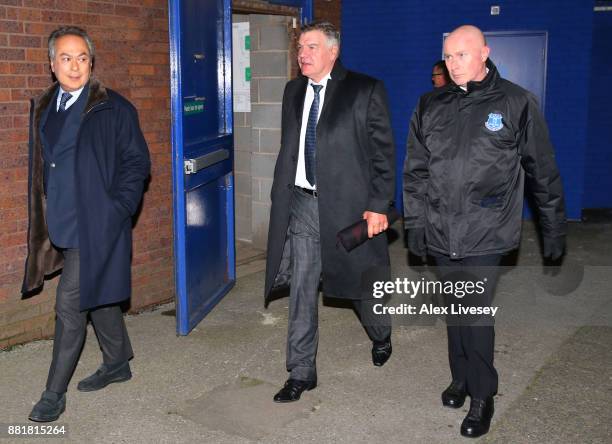 Farhad Moshiri, owner of Everton and Sam Allardyce are seen arriving at the stadium together prior to the Premier League match between Everton and...