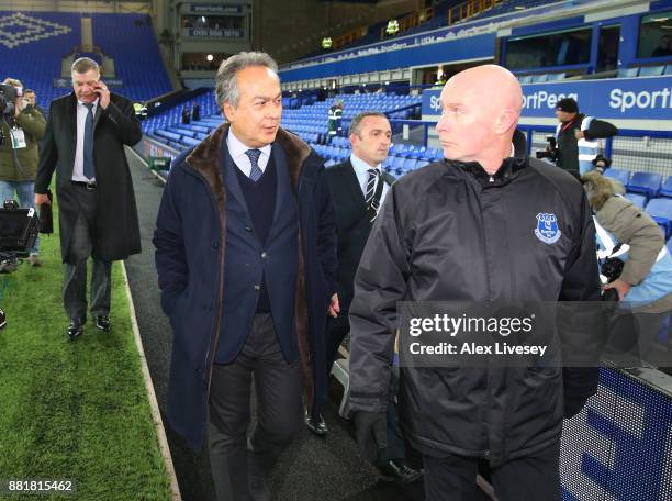 Farhad Moshiri, owner of Everton and Sam Allardyce are seen arriving at the stadium together prior to the Premier League match between Everton and...